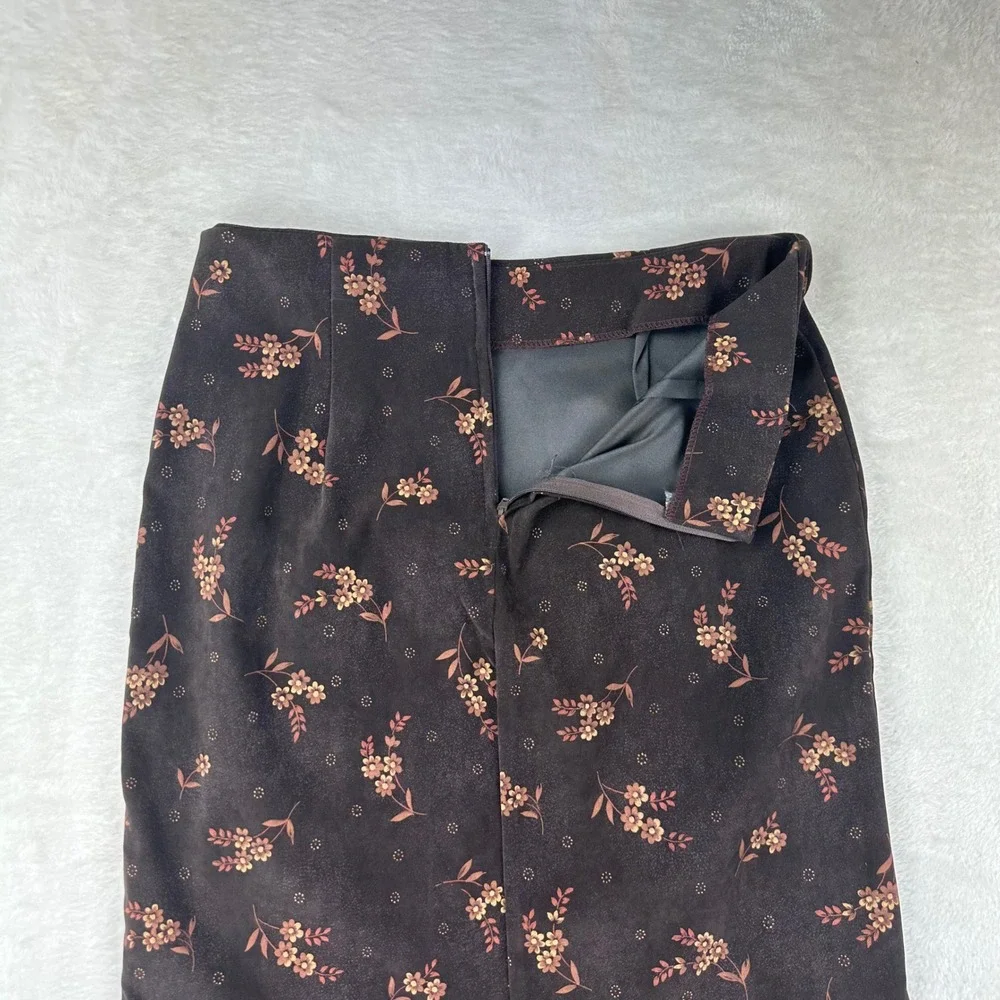 RAG Pencil Skirt Womens Floral Straight 12 Brown Cottagecore VTG Made in USA